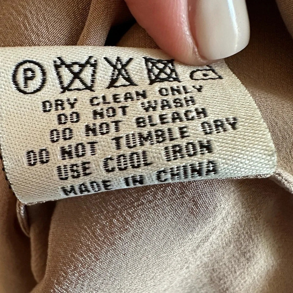 FOUNTYS Anthropologie 100% Silk Taupe Camel Gold Embellished Strap Tank Sz SM - Picture 9 of 10